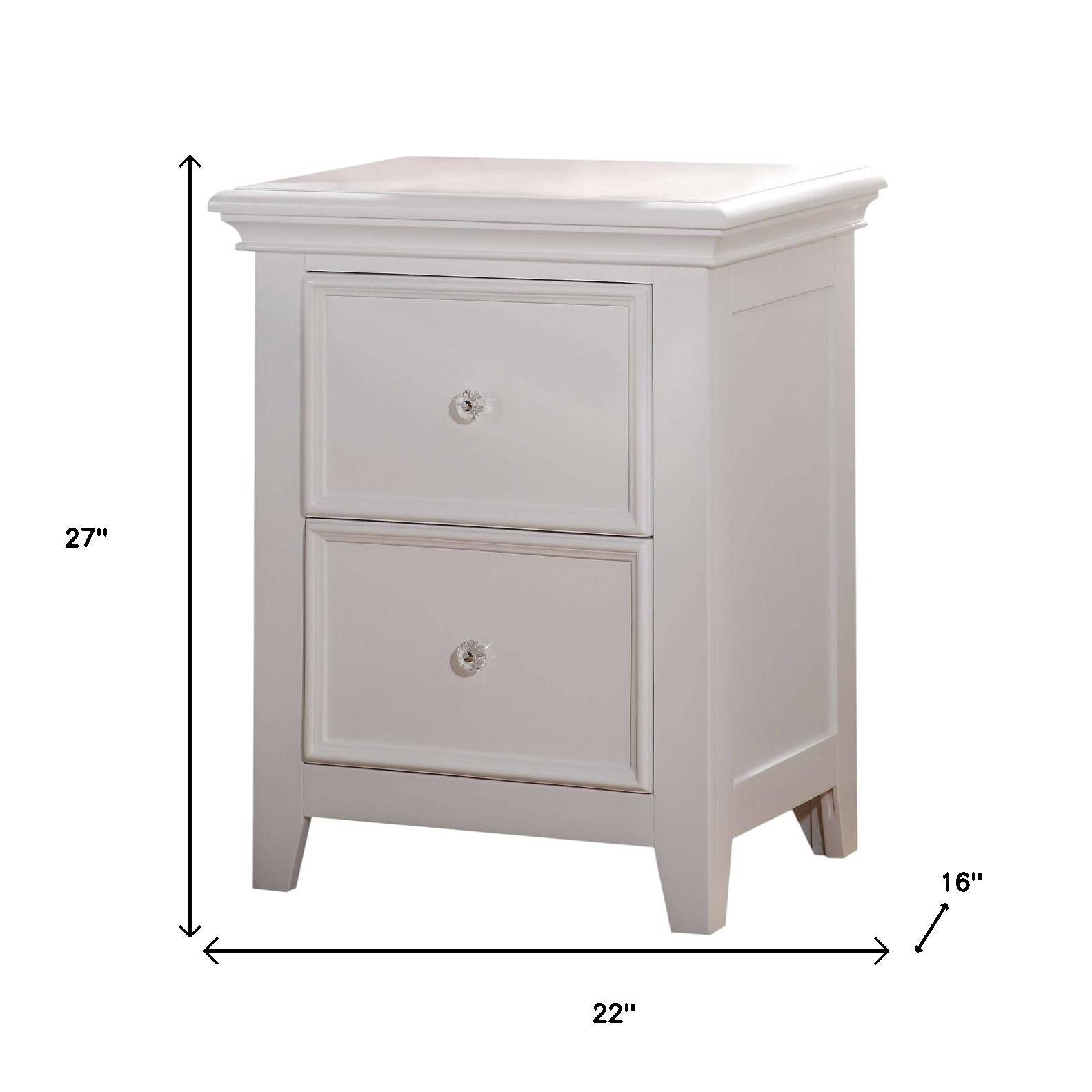 27" White Two Drawers Nightstand-Nightstands & Bedside Tables-DECOROLALA