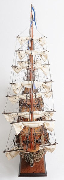 27" Wood Brown Solid Wood Hand Painted Solei Royal Medium Model Boat-Sculptures-DECOROLALA