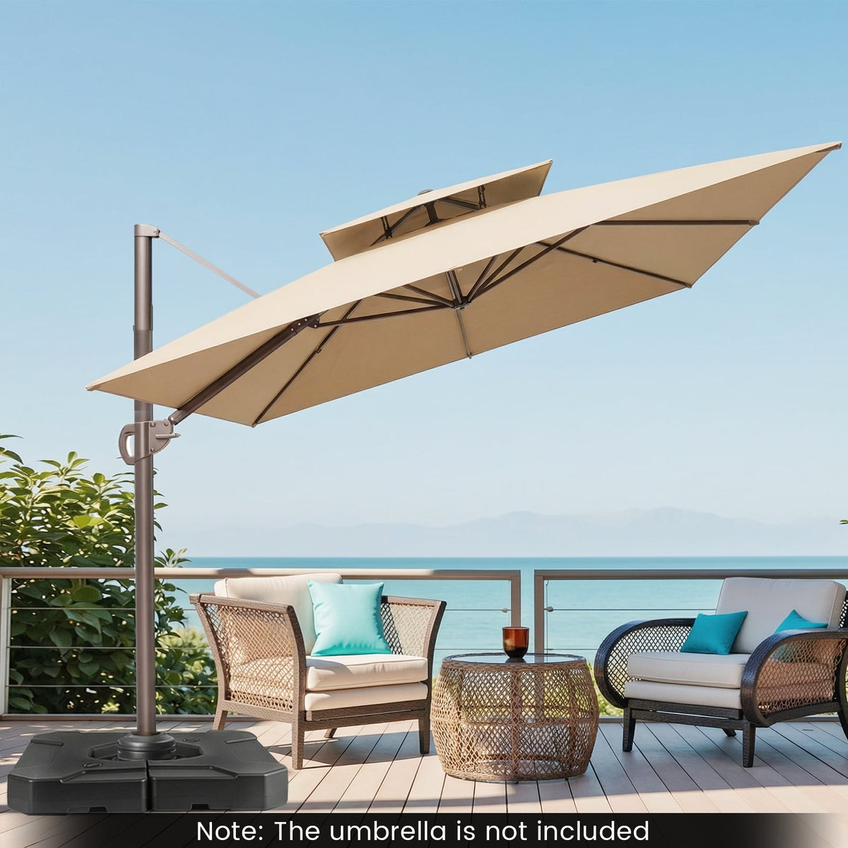 274 LBS Cantilever Patio Umbrella Base with Handles-Outdoor Umbrella Bases-DECOROLALA