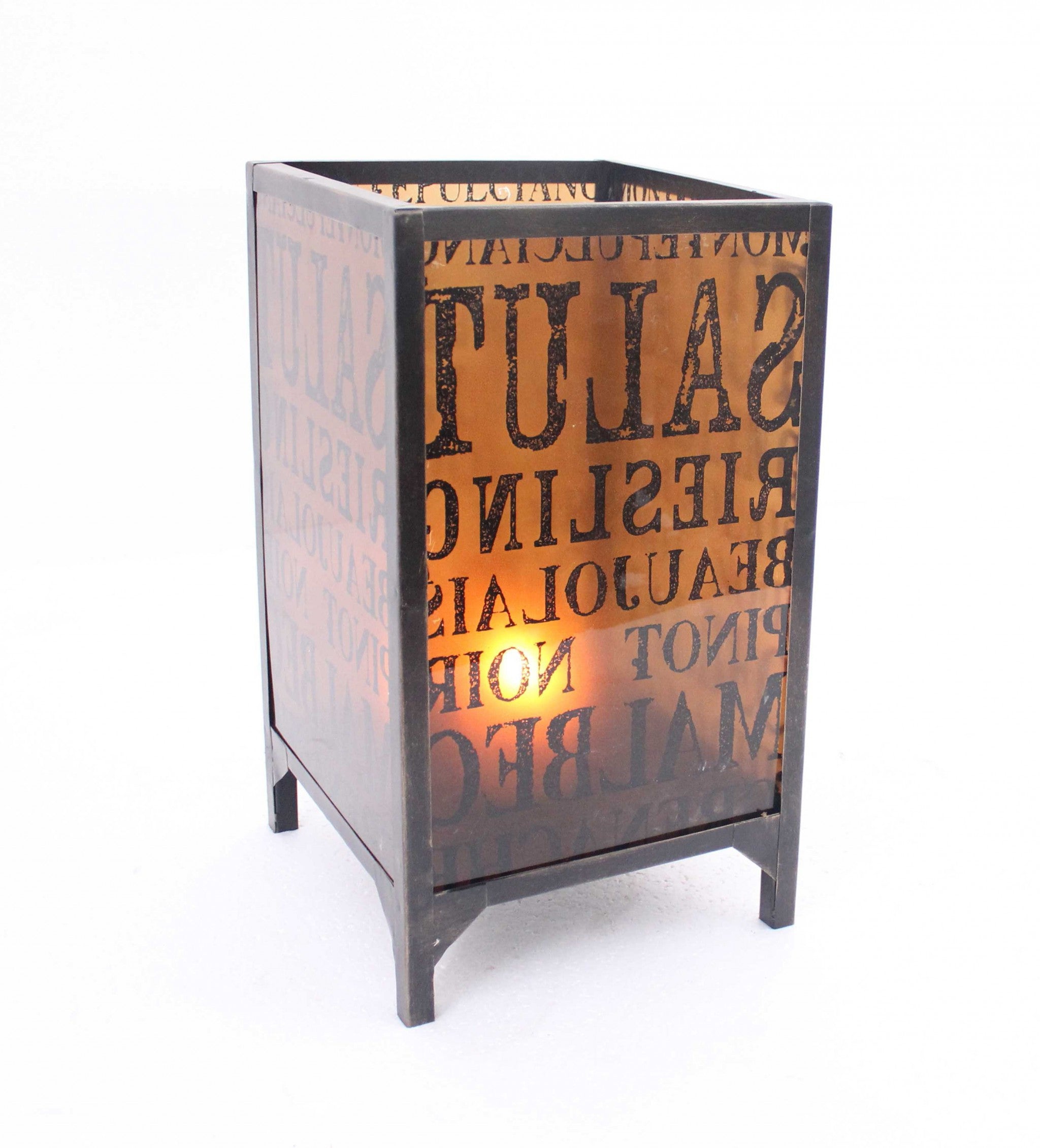 10.25 X 10.25 X 18 Brownvintage Letter Pattern - Candle Holder-Candle Holders-DECOROLALA