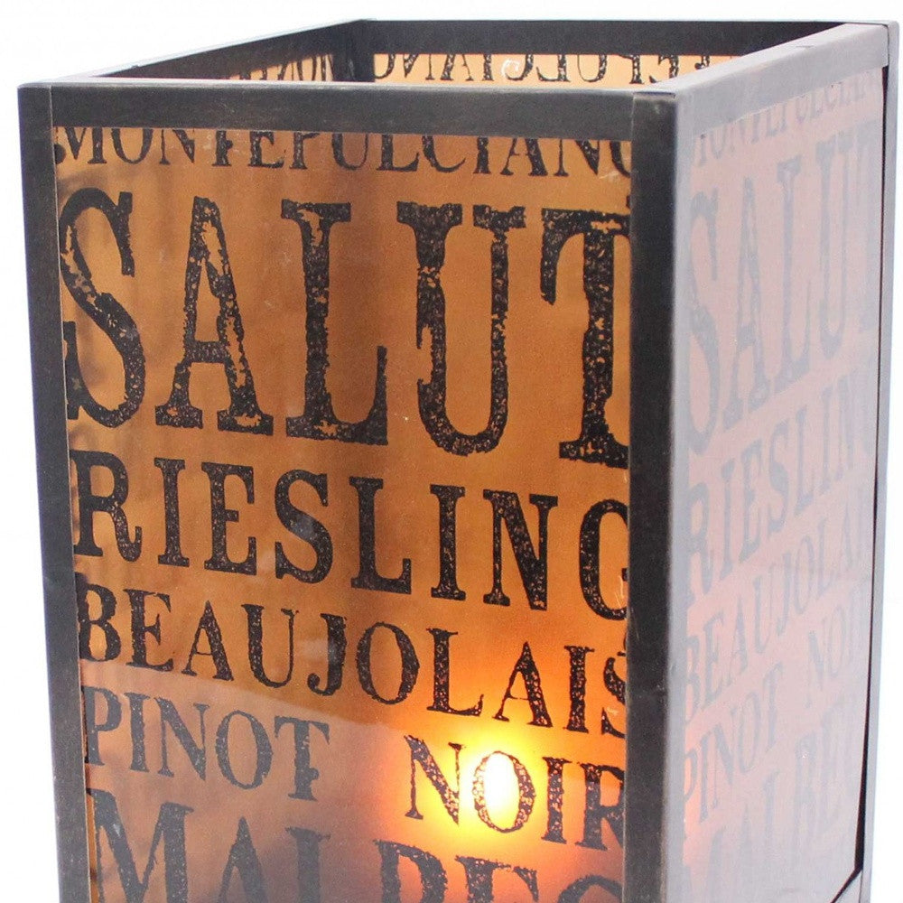 10.25 X 10.25 X 18 Brownvintage Letter Pattern - Candle Holder-Candle Holders-DECOROLALA