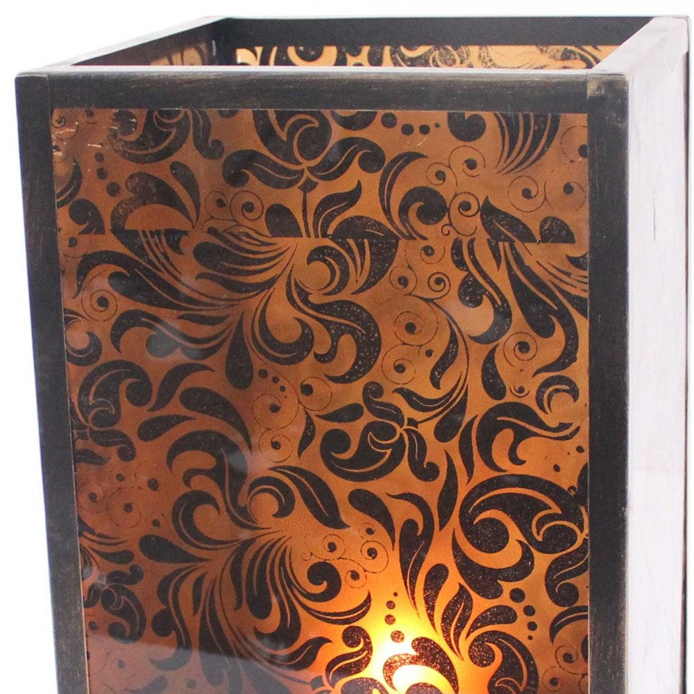 10.25 X 10.25 X 18 Brown Vintage Floral Pattern - Candle Holder-Candle Holders-DECOROLALA