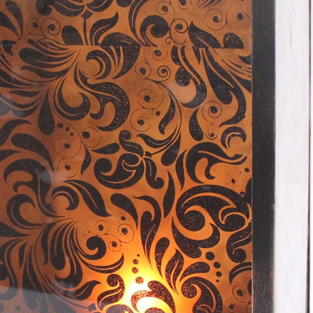 10.25 X 10.25 X 18 Brown Vintage Floral Pattern - Candle Holder-Candle Holders-DECOROLALA