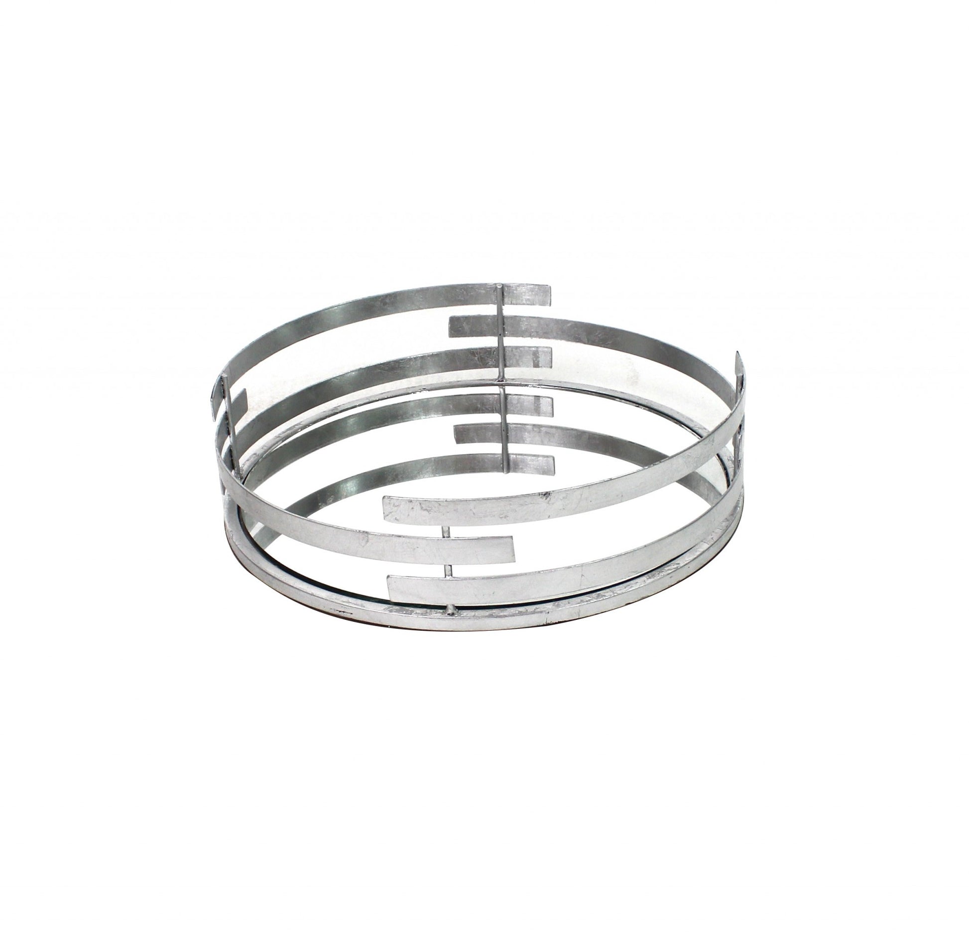 14" Silver Round Metal Geometric Vanity Tray-2