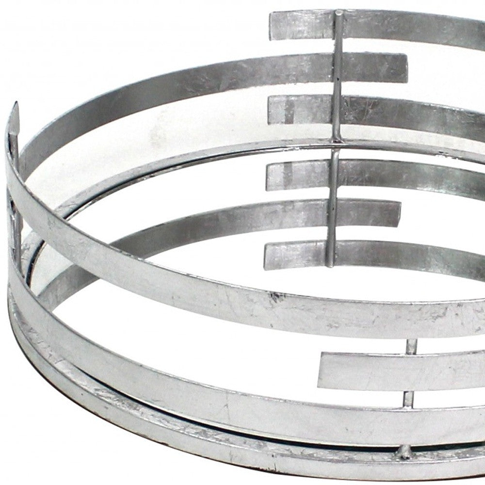 14" Silver Round Metal Geometric Vanity Tray-3