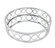 14" Silver Round Metal Geometric Vanity Tray-0