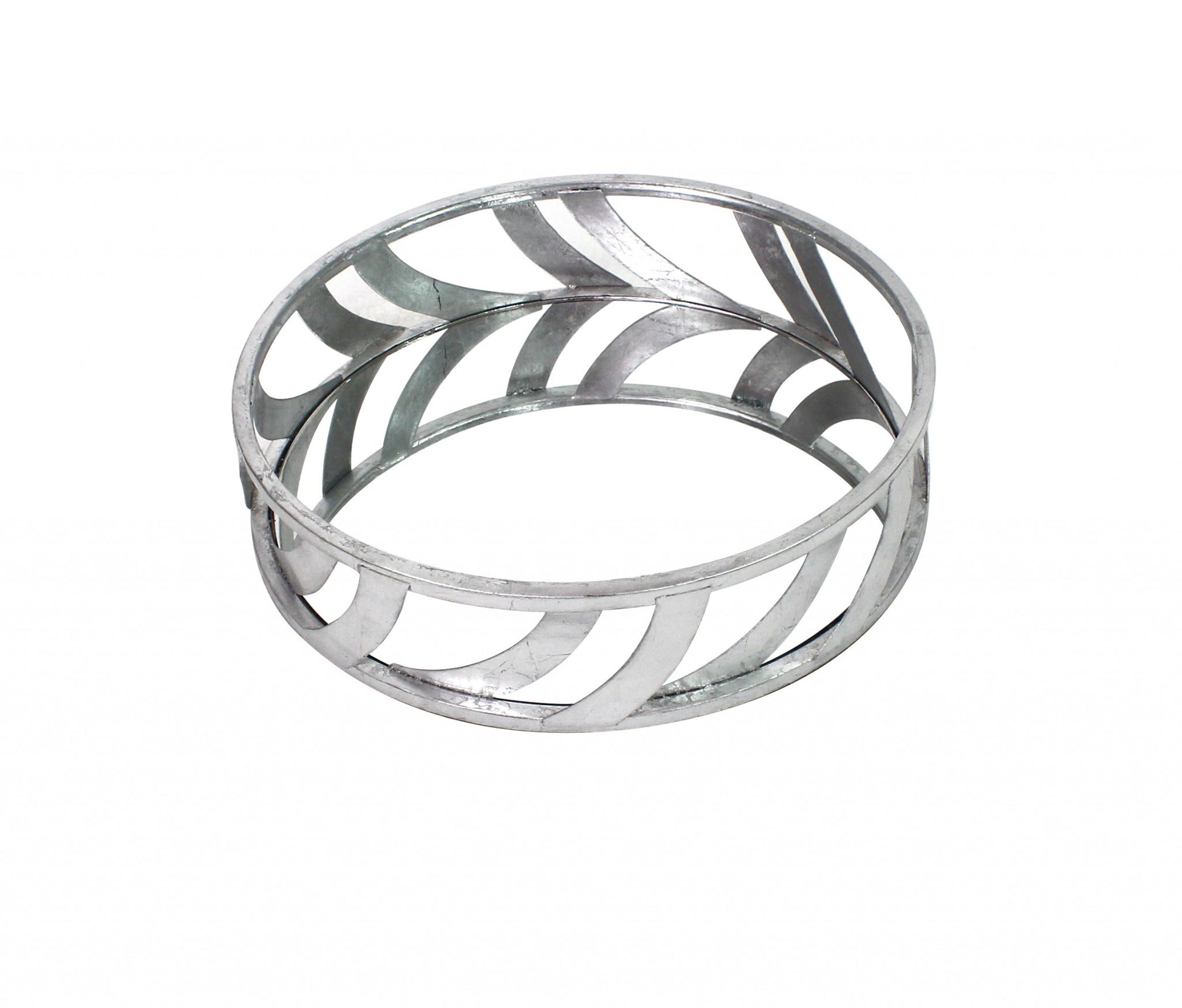 14" Silver Round Metal Geometric Vanity Tray-2