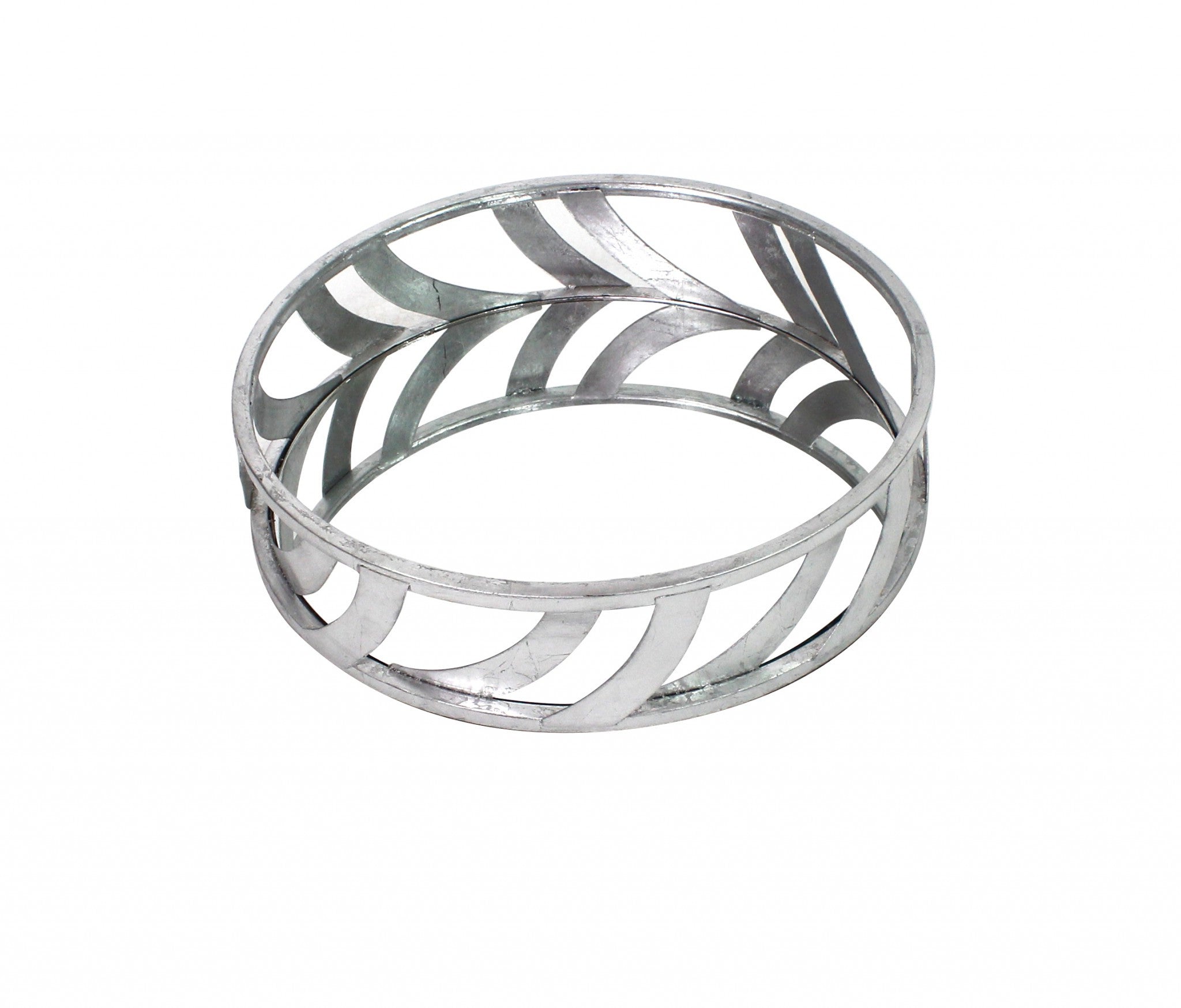 14" Silver Round Metal Geometric Vanity Tray-2
