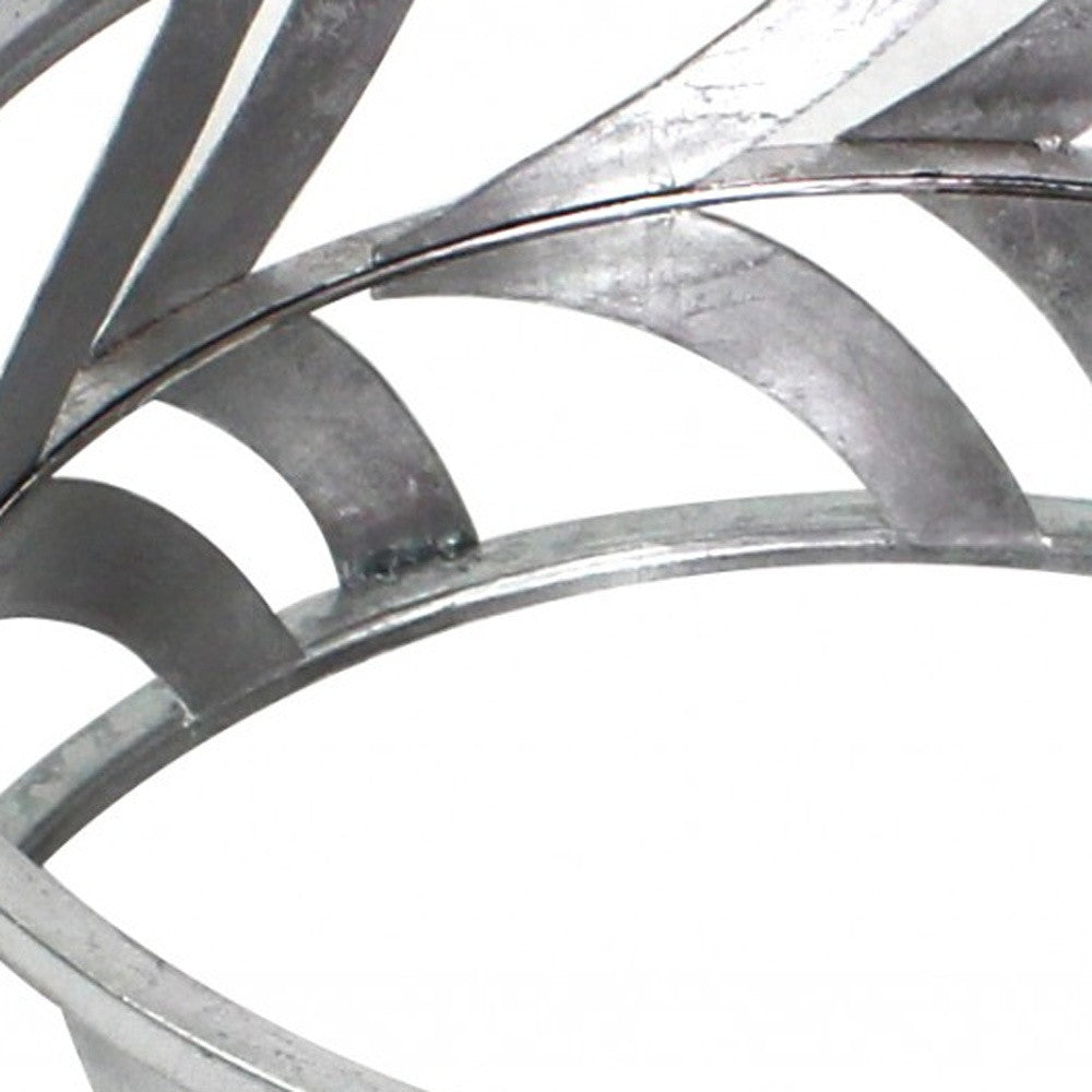 14" Silver Round Metal Geometric Vanity Tray-4