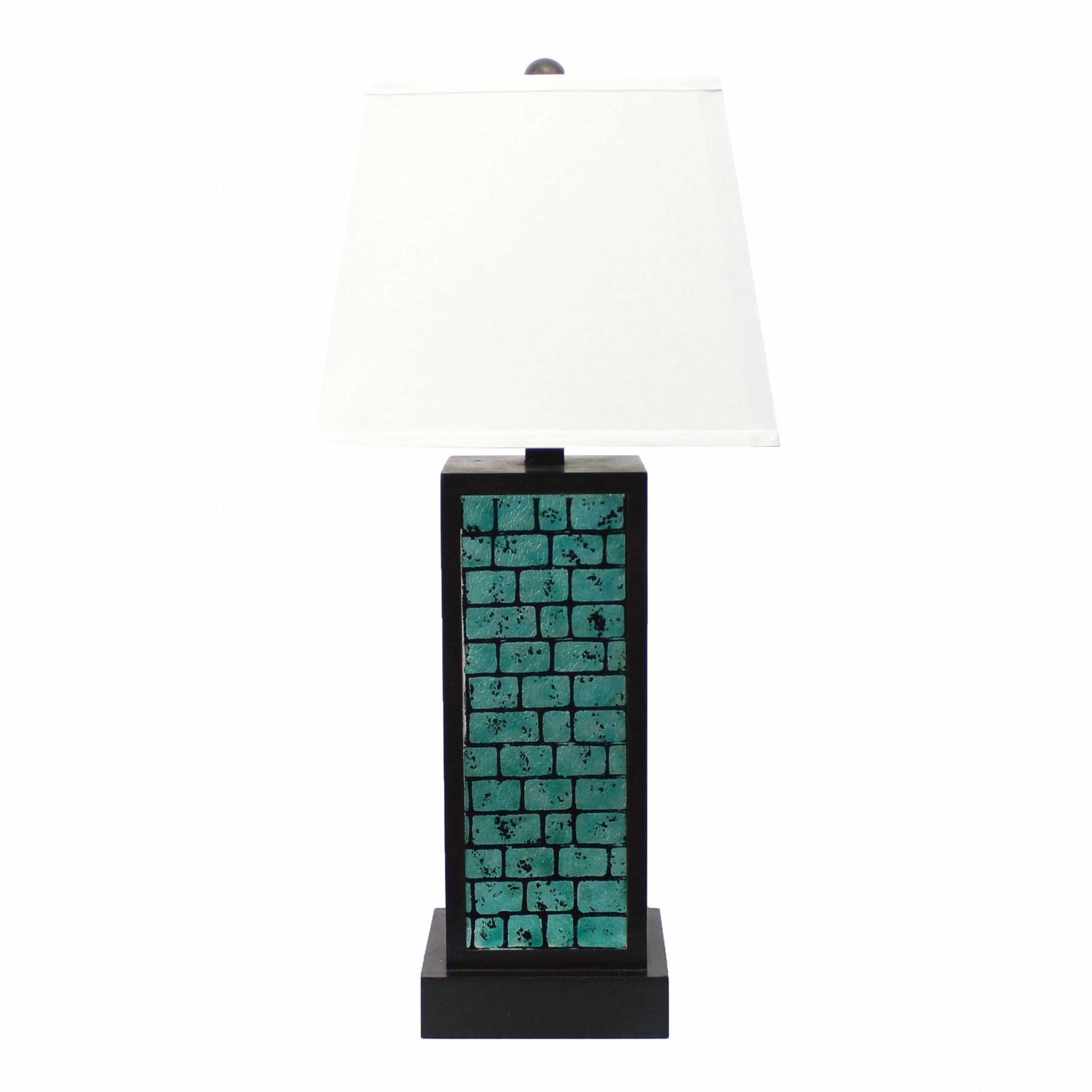 31" Black Metal Bedside Lamp With White Empire Shade-Table Lamps-DECOROLALA