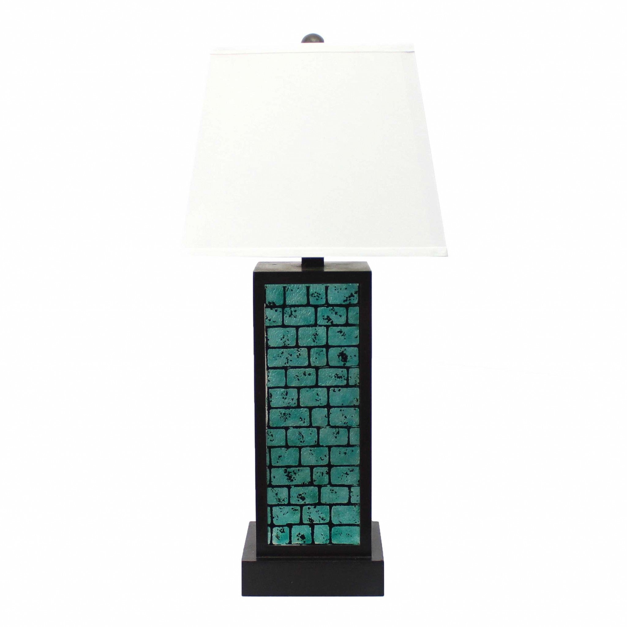 31" Black Metal Bedside Lamp With White Empire Shade-Table Lamps-DECOROLALA