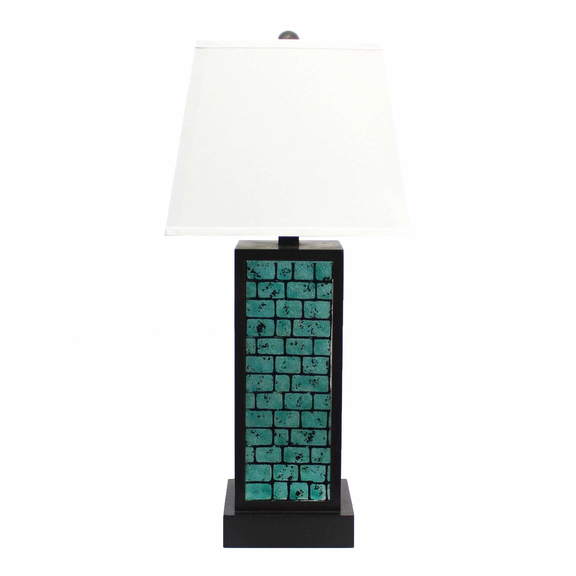 31" Black Metal Bedside Lamp With White Empire Shade-Table Lamps-DECOROLALA