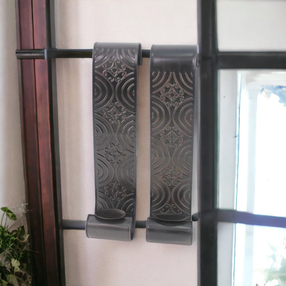 5" X 5" X 23.25" Brown, Vintage, Metal - Wall Candle Holder Sconce Set-Candle Holders-DECOROLALA