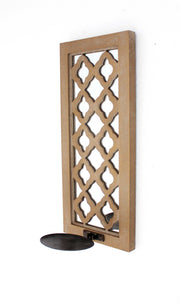 6 X 7.5 X 17 Tan Wooden Cross - Candle Holder Sconce-Candle Holders-DECOROLALA