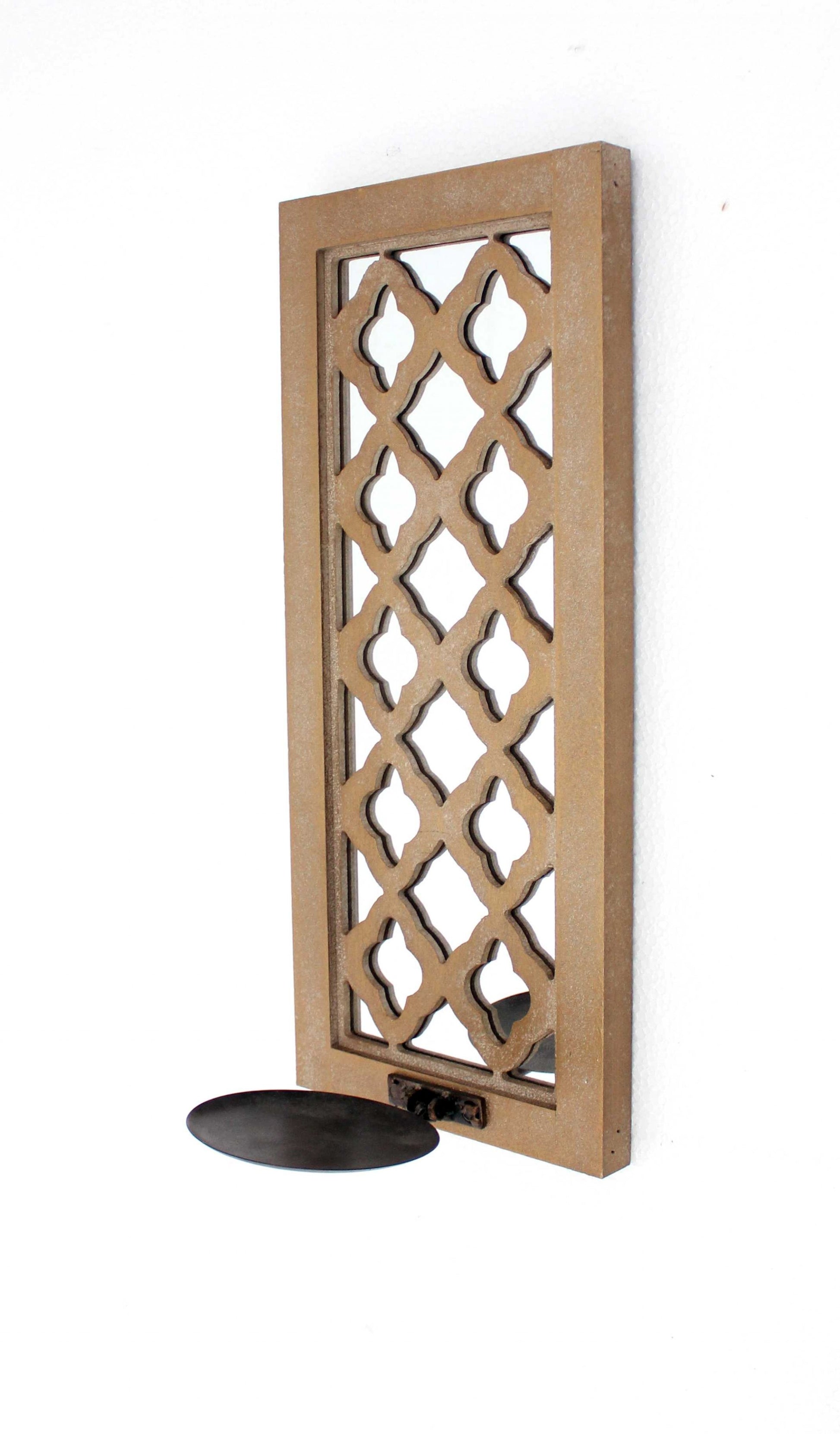 6 X 7.5 X 17 Tan Wooden Cross - Candle Holder Sconce-Candle Holders-DECOROLALA