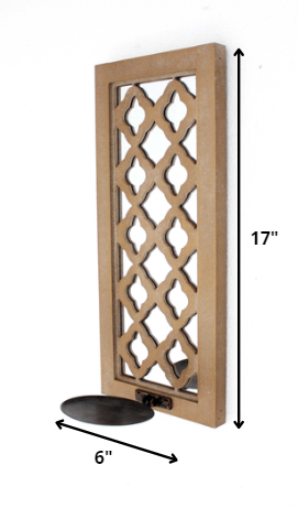 6 X 7.5 X 17 Tan Wooden Cross - Candle Holder Sconce-Candle Holders-DECOROLALA