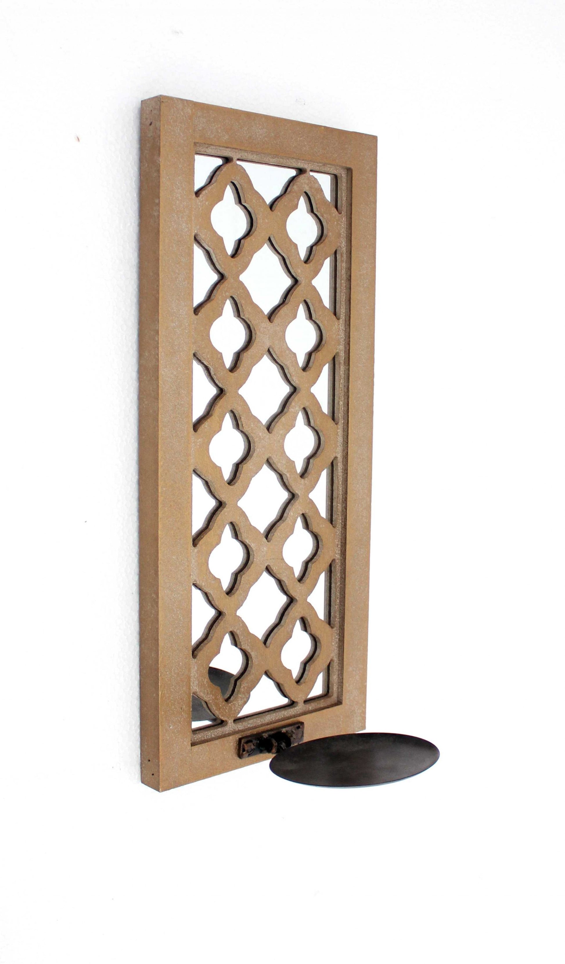 6 X 7.5 X 17 Tan Wooden Cross - Candle Holder Sconce-Candle Holders-DECOROLALA