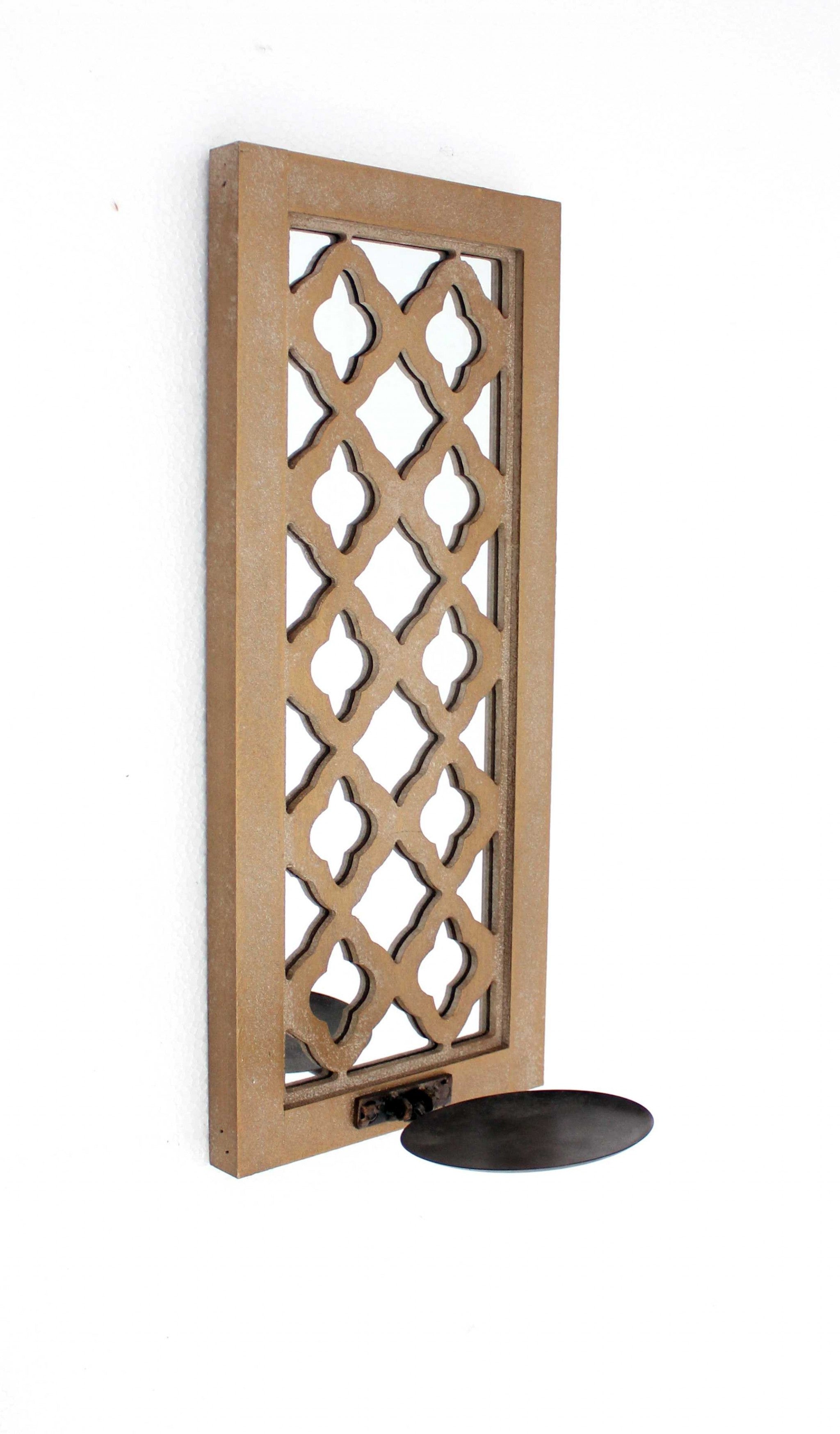 6 X 7.5 X 17 Tan Wooden Cross - Candle Holder Sconce-Candle Holders-DECOROLALA