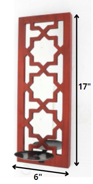 17" X 5" X 6" Red, Wooden Cross - Candle Holder Sconce-Candle Holders-DECOROLALA