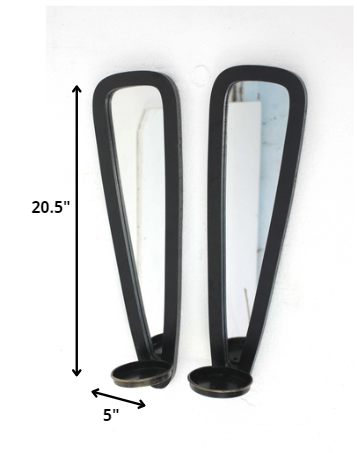 5 X 5.75 X 20.5 Black Wooden - Candle Holder Sconce Set-Candle Holders-DECOROLALA