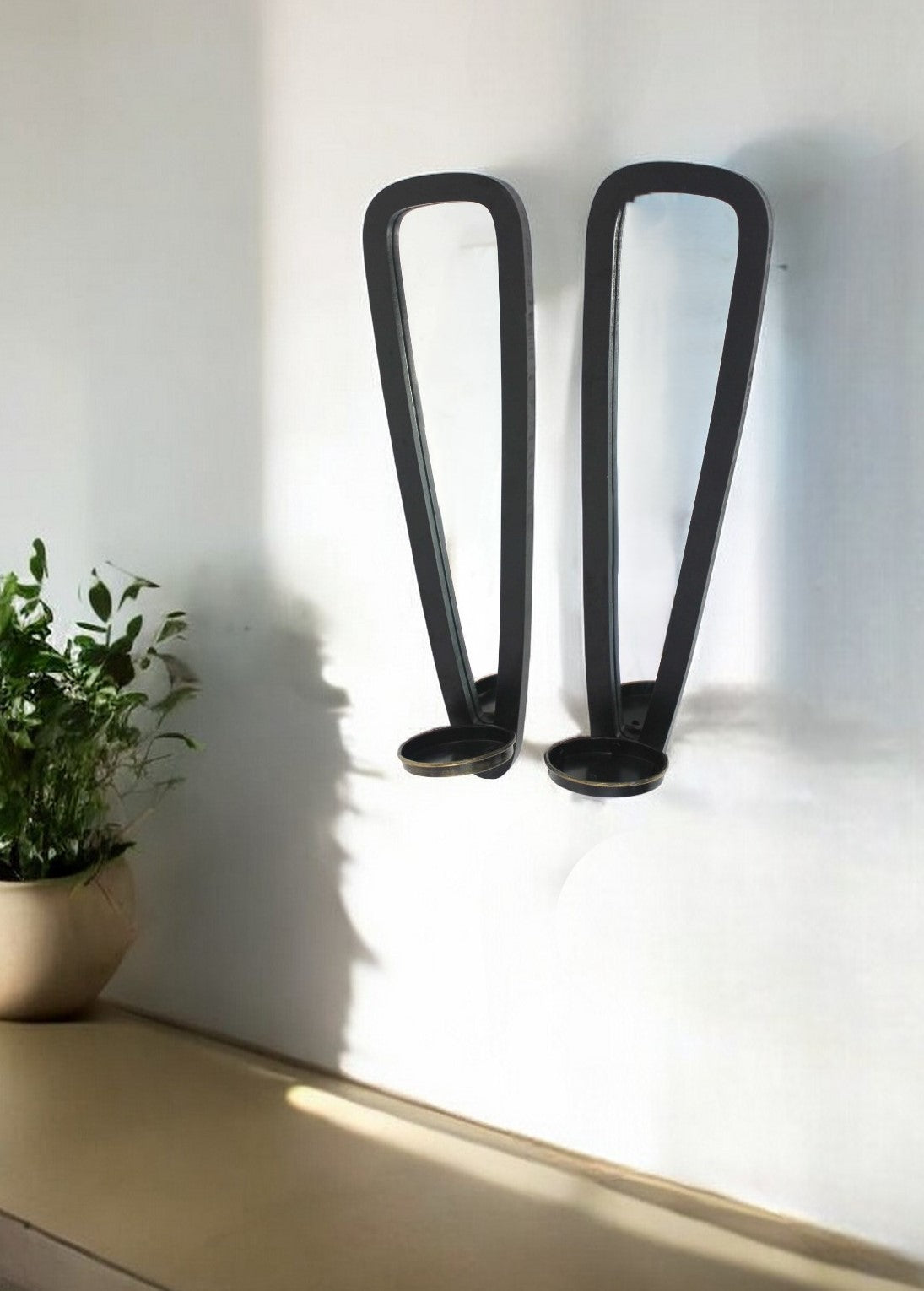 5 X 5.75 X 20.5 Black Wooden - Candle Holder Sconce Set-Candle Holders-DECOROLALA