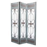 60 X 72 Blue Wood Metal Screen-Room Dividers-DECOROLALA