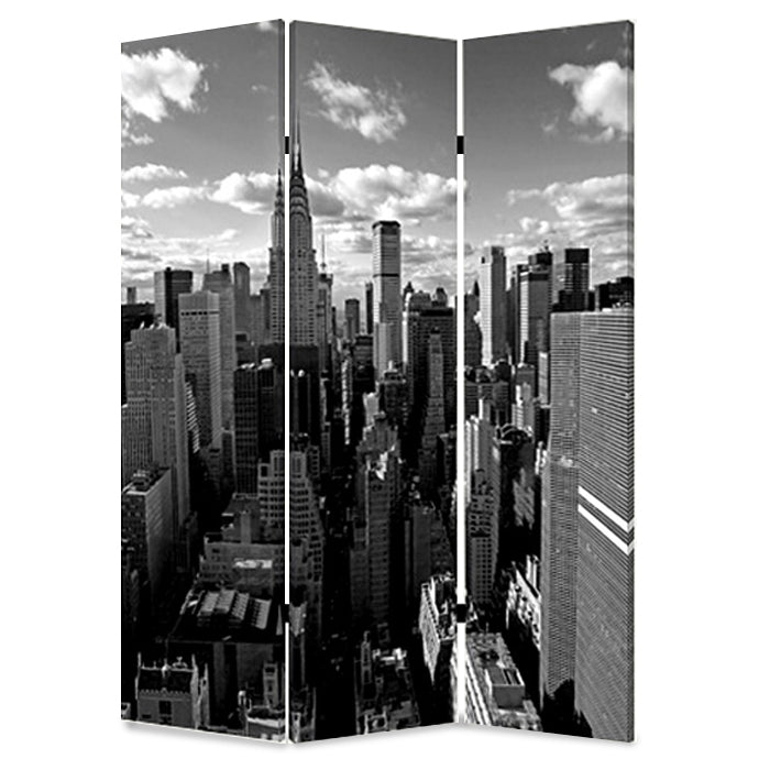 48" X 72" Multi Color Wood Canvas New York Skyline Screen-Room Dividers-DECOROLALA
