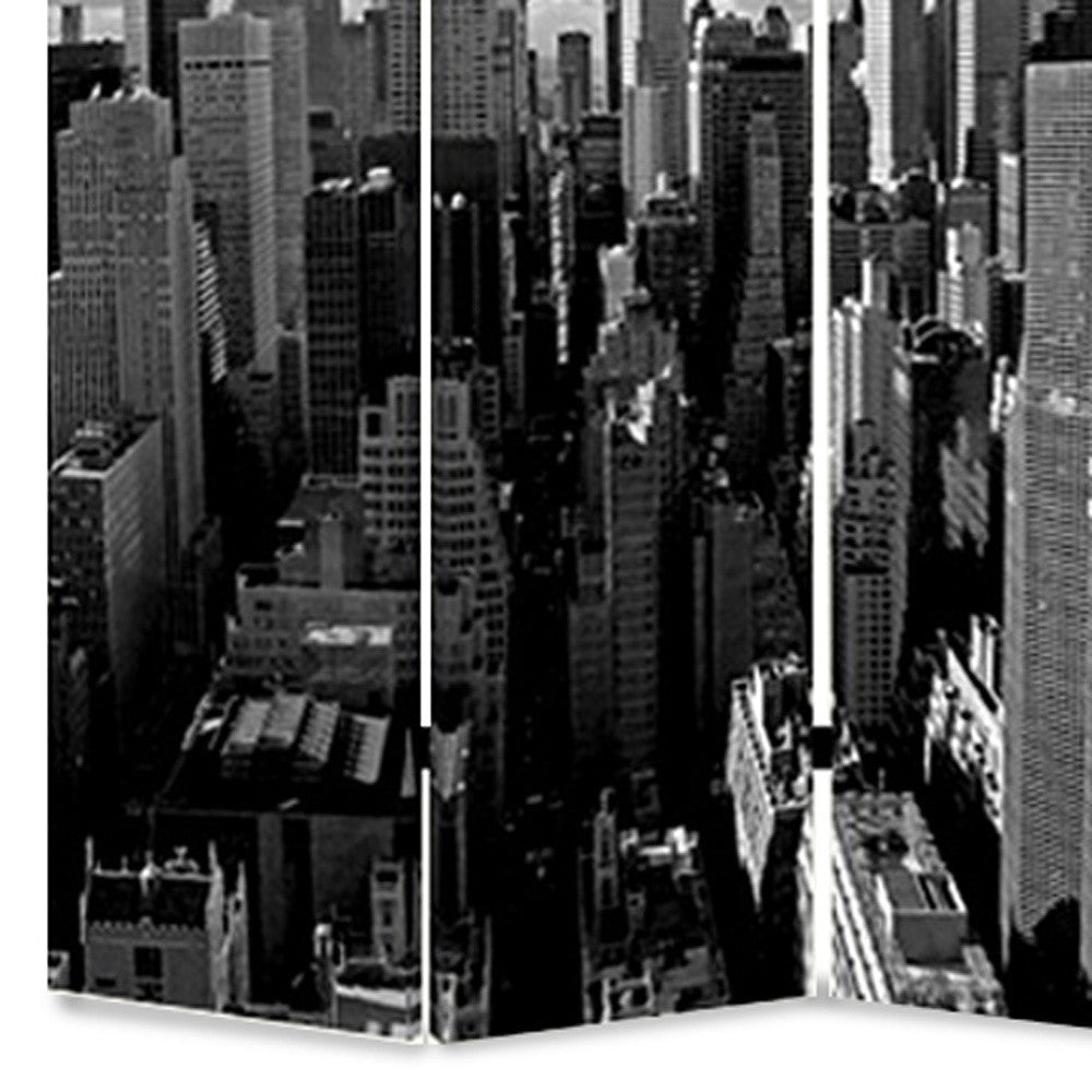48" X 72" Multi Color Wood Canvas New York Skyline Screen-Room Dividers-DECOROLALA