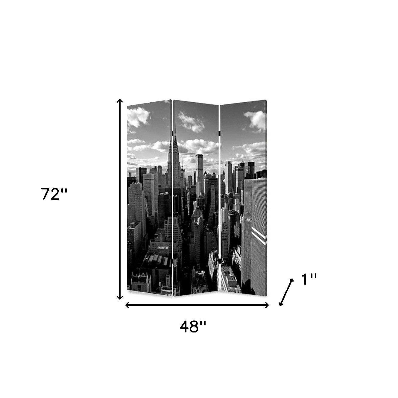 48" X 72" Multi Color Wood Canvas New York Skyline Screen-Room Dividers-DECOROLALA