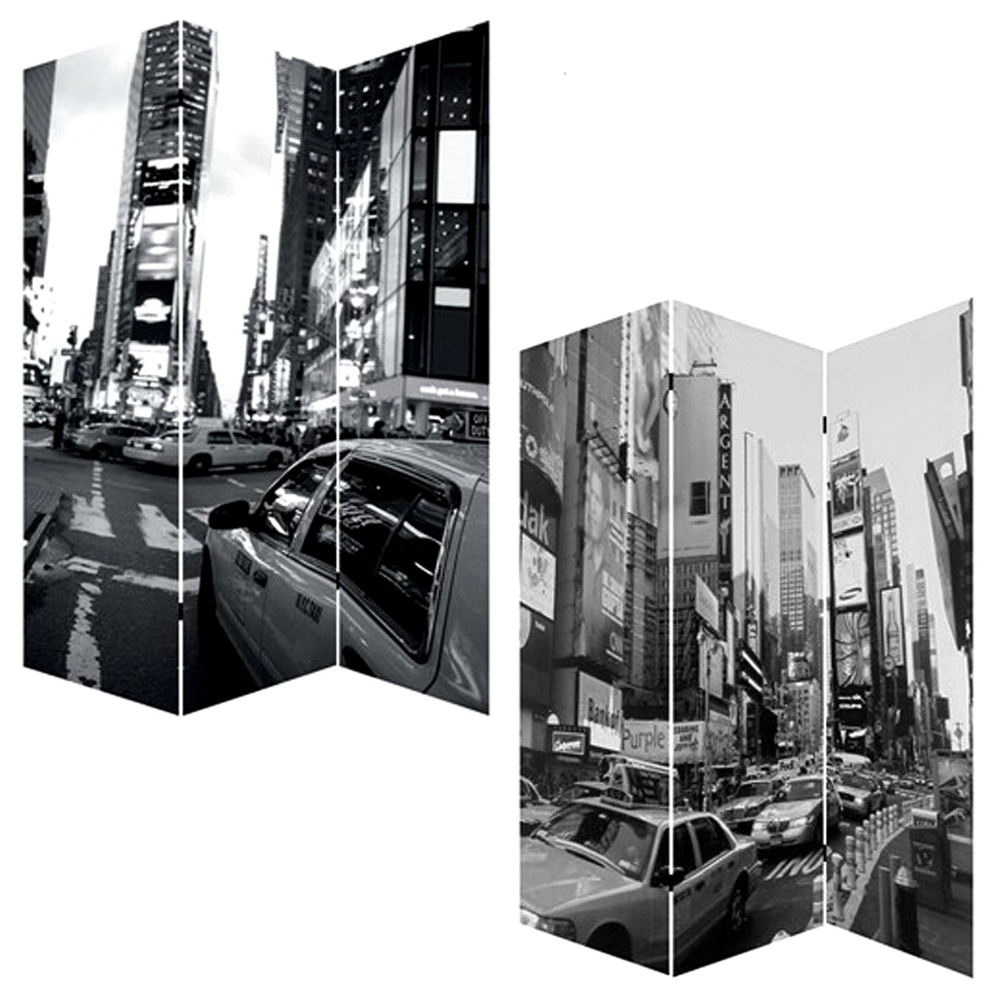 48 X 72 Multi Color Wood Canvas New York City Screen-Room Dividers-DECOROLALA