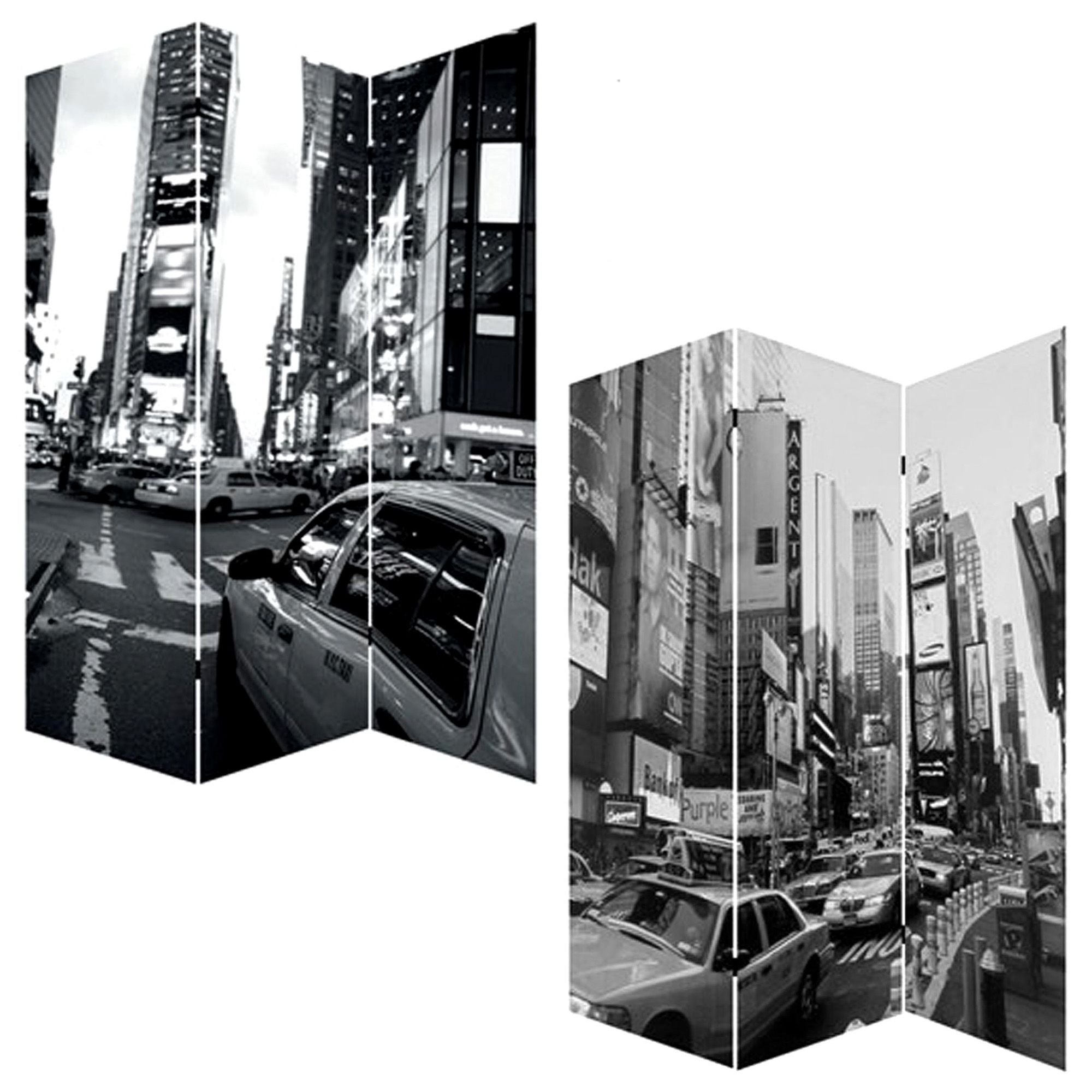 48 X 72 Multi Color Wood Canvas New York City Screen-Room Dividers-DECOROLALA
