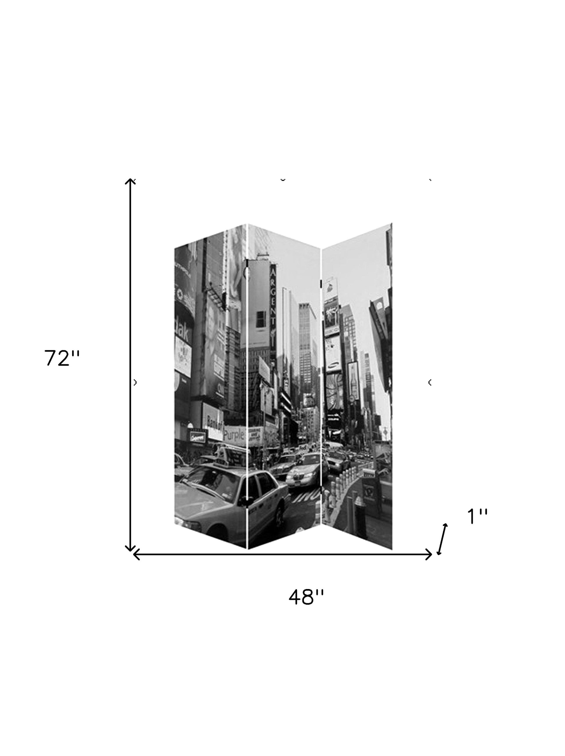 48 X 72 Multi Color Wood Canvas New York City Screen-Room Dividers-DECOROLALA