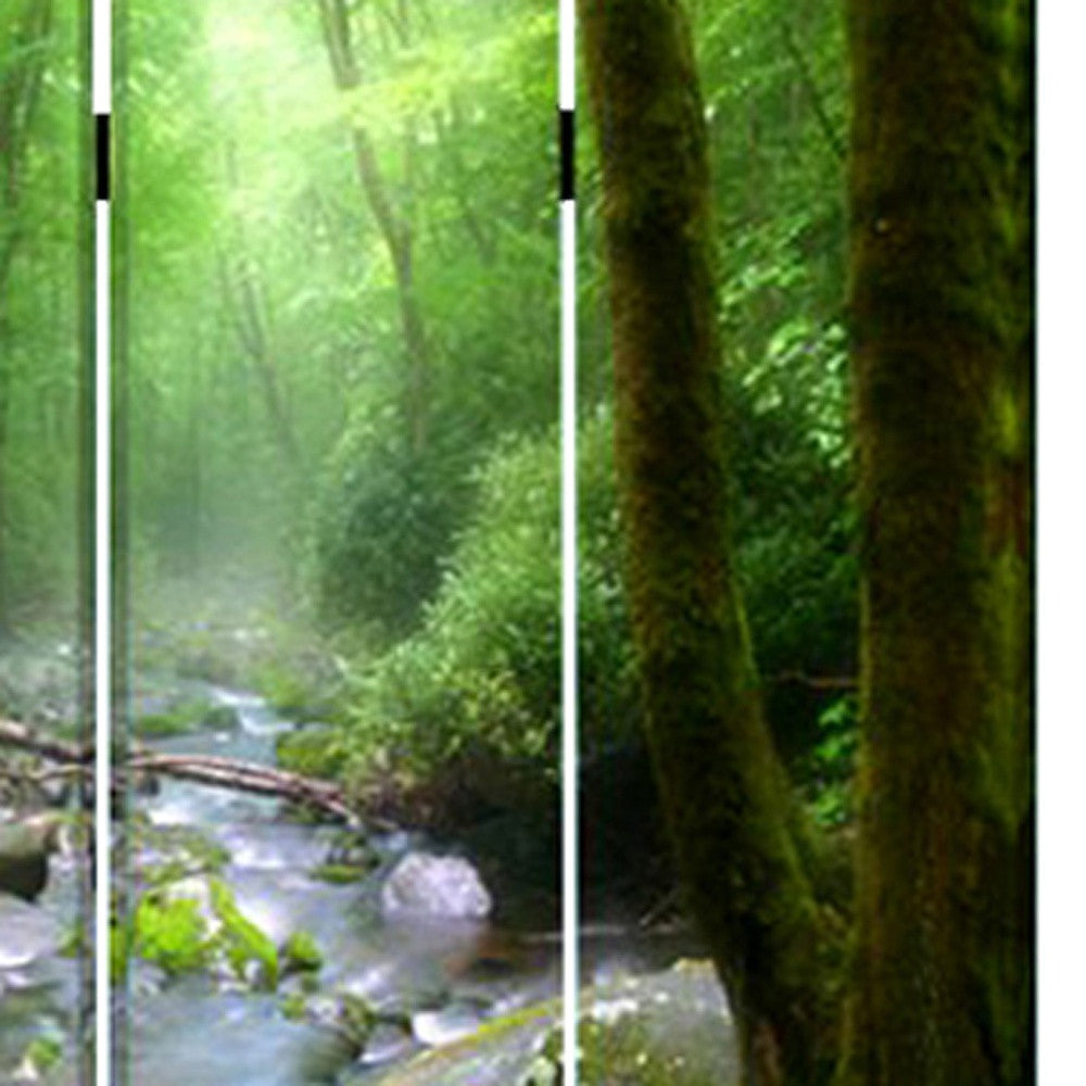 72" Green CanvasFolding Three Panel Screen Room Divider-Room Dividers-DECOROLALA