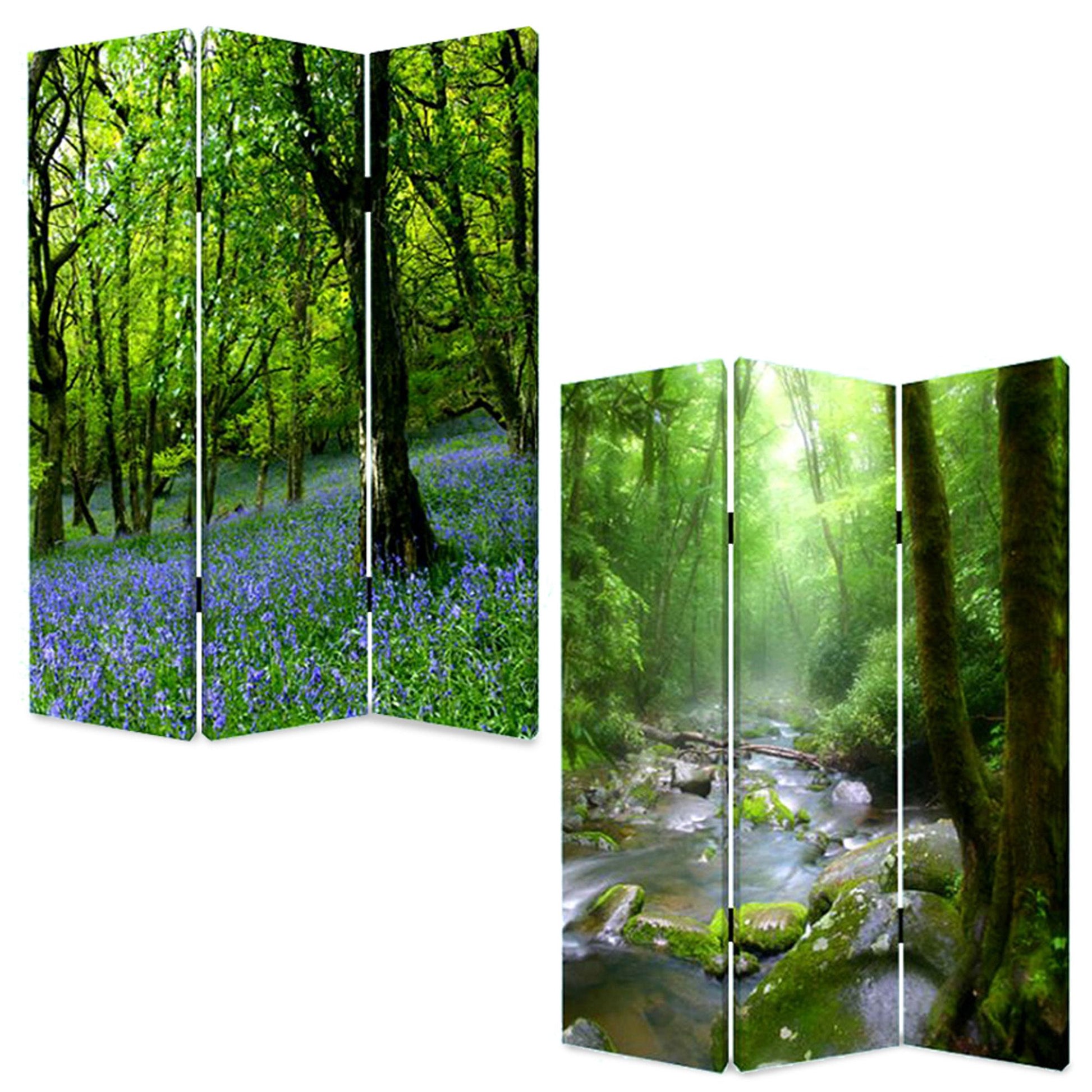 72" Green CanvasFolding Three Panel Screen Room Divider-Room Dividers-DECOROLALA
