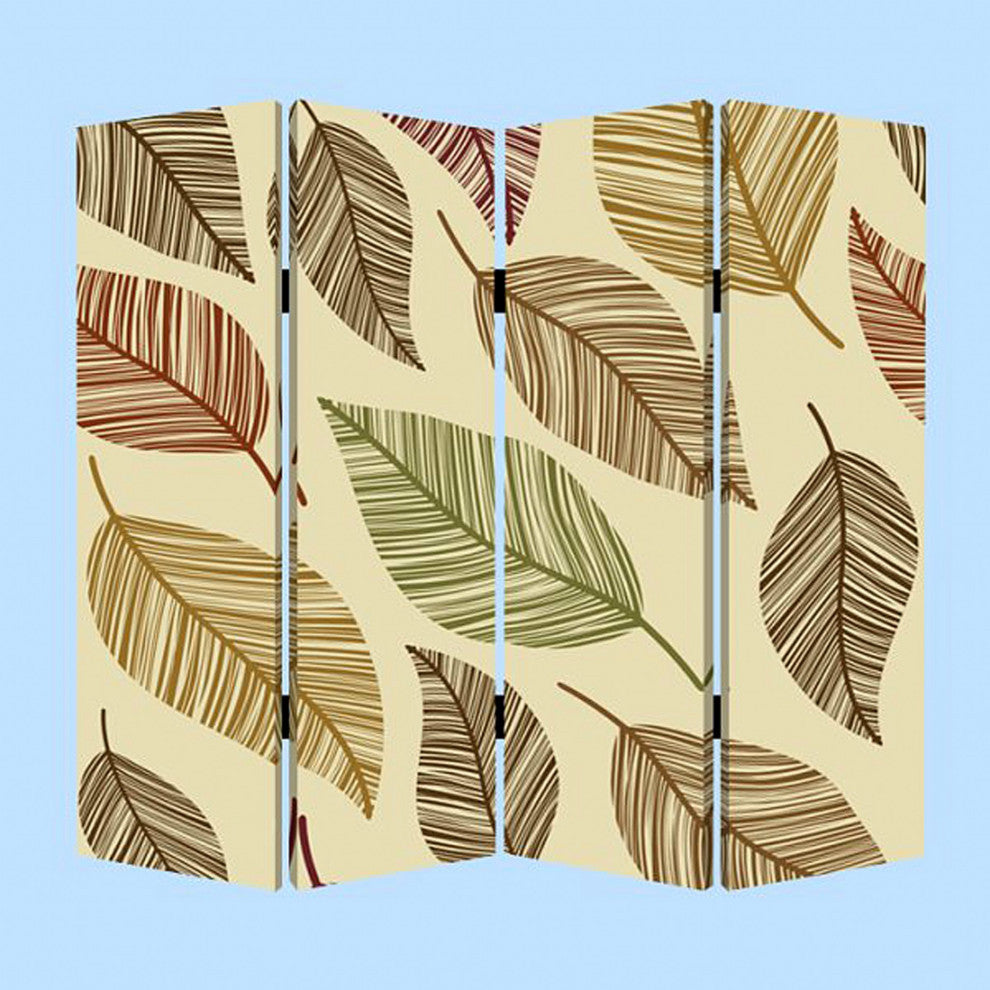 84 X 84 Multi Color Wood Canvas Perpetual Leaf Screen-Room Dividers-DECOROLALA