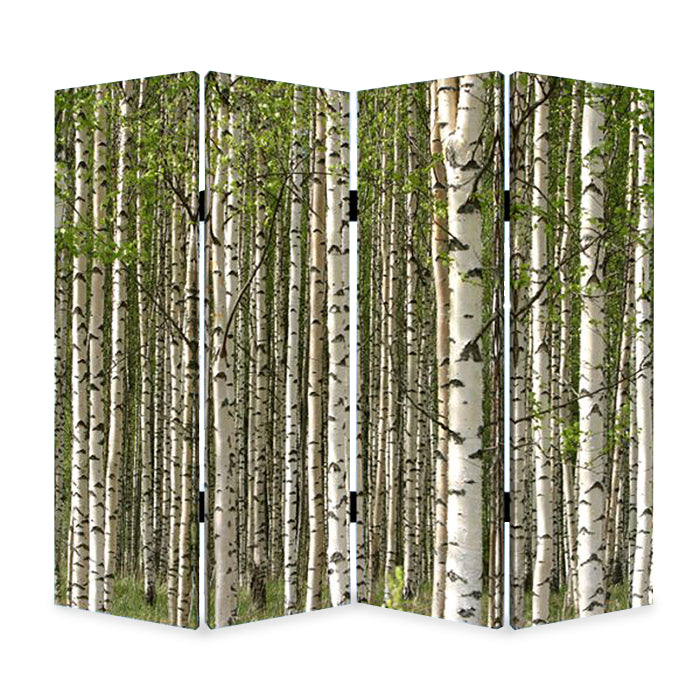84" X 84" Multi Color Wood Canvas Prolific Forrest Screen-Room Dividers-DECOROLALA