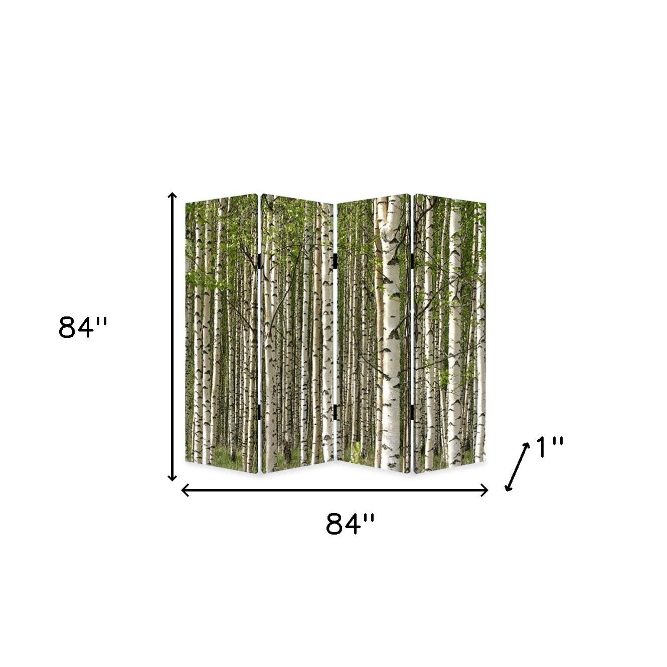84" X 84" Multi Color Wood Canvas Prolific Forrest Screen-Room Dividers-DECOROLALA