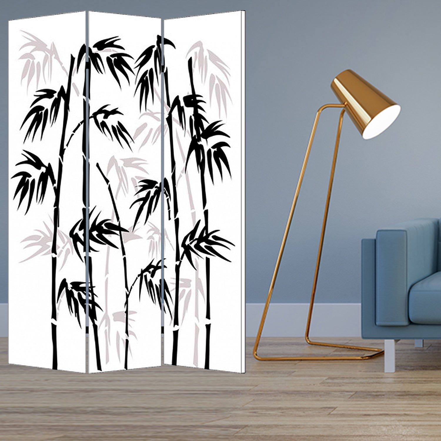 48 X 72 Multi Color Wood Canvas Bamboo Leaf Screen-Room Dividers-DECOROLALA