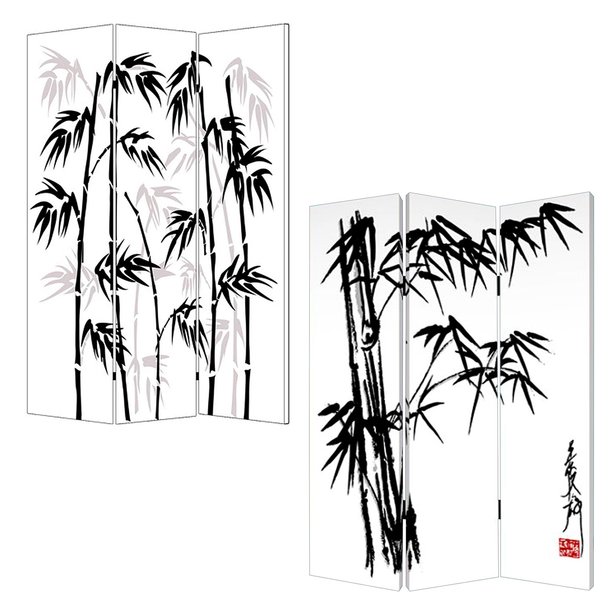 48 X 72 Multi Color Wood Canvas Bamboo Leaf Screen-Room Dividers-DECOROLALA