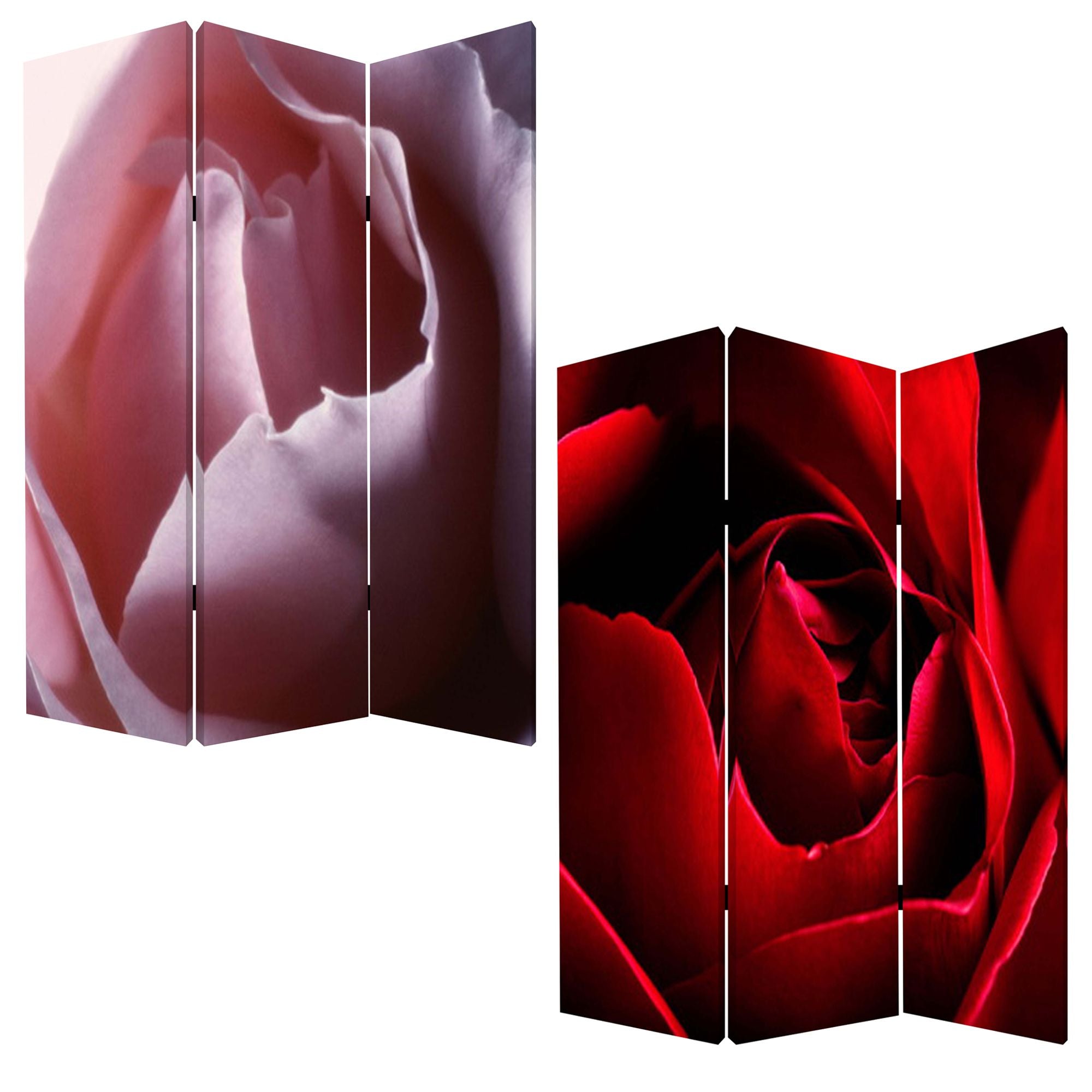48 X 72 Multi Color Wood Canvas Rose Screen-Room Dividers-DECOROLALA