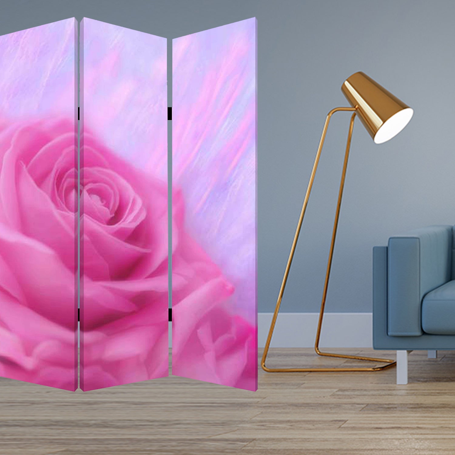 48 X 72 Multi Color Wood Canvas Flourish Screen-Room Dividers-DECOROLALA