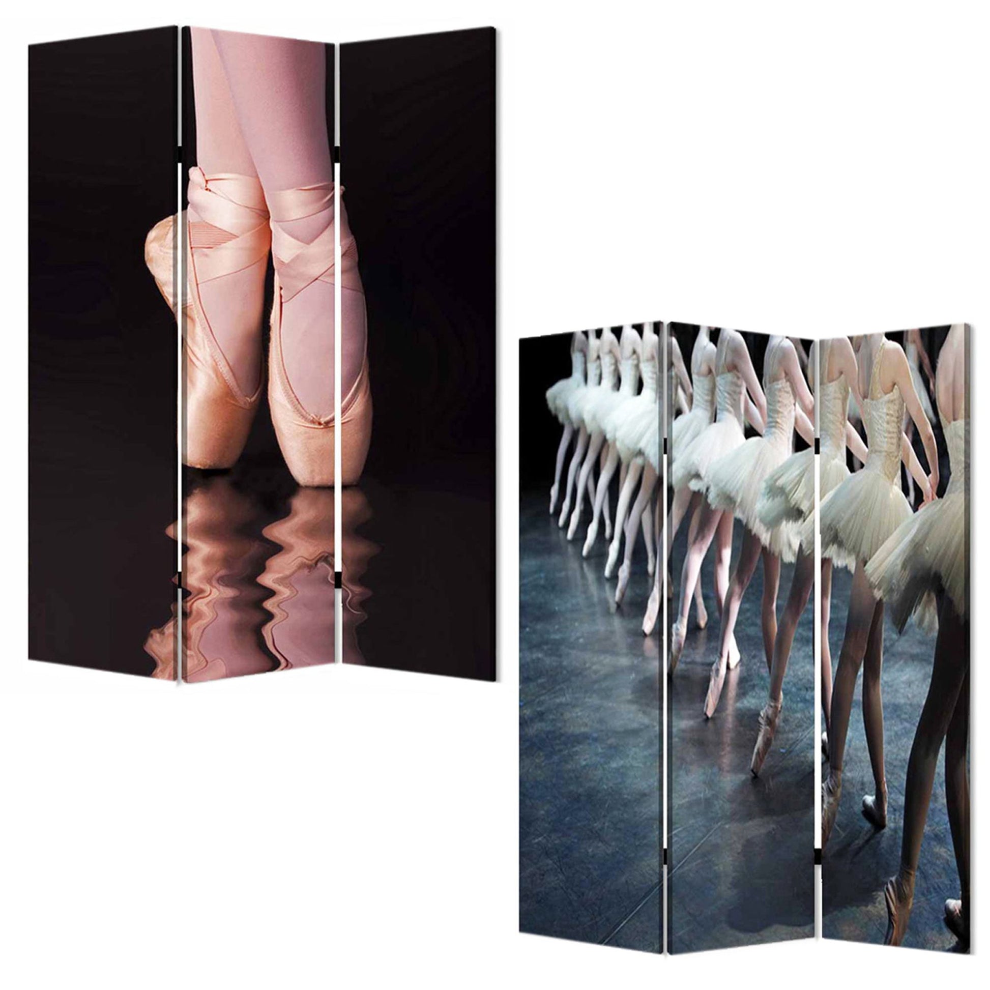 48" X 72" Multi Color Wood Canvas Ballet Screen-Room Dividers-DECOROLALA