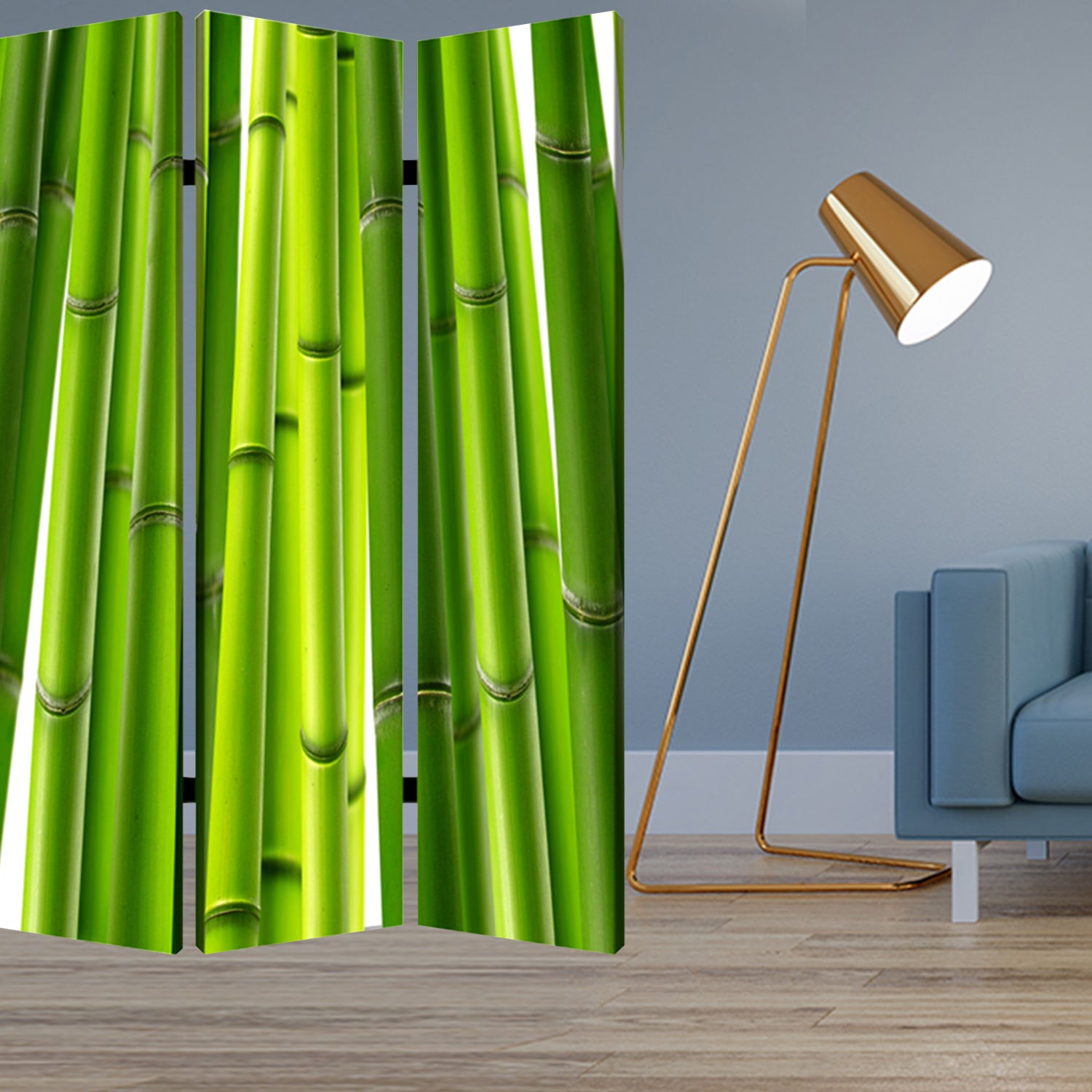 48" X 72" Multi Color Wood Canvas Bamboo Screen-Room Dividers-DECOROLALA