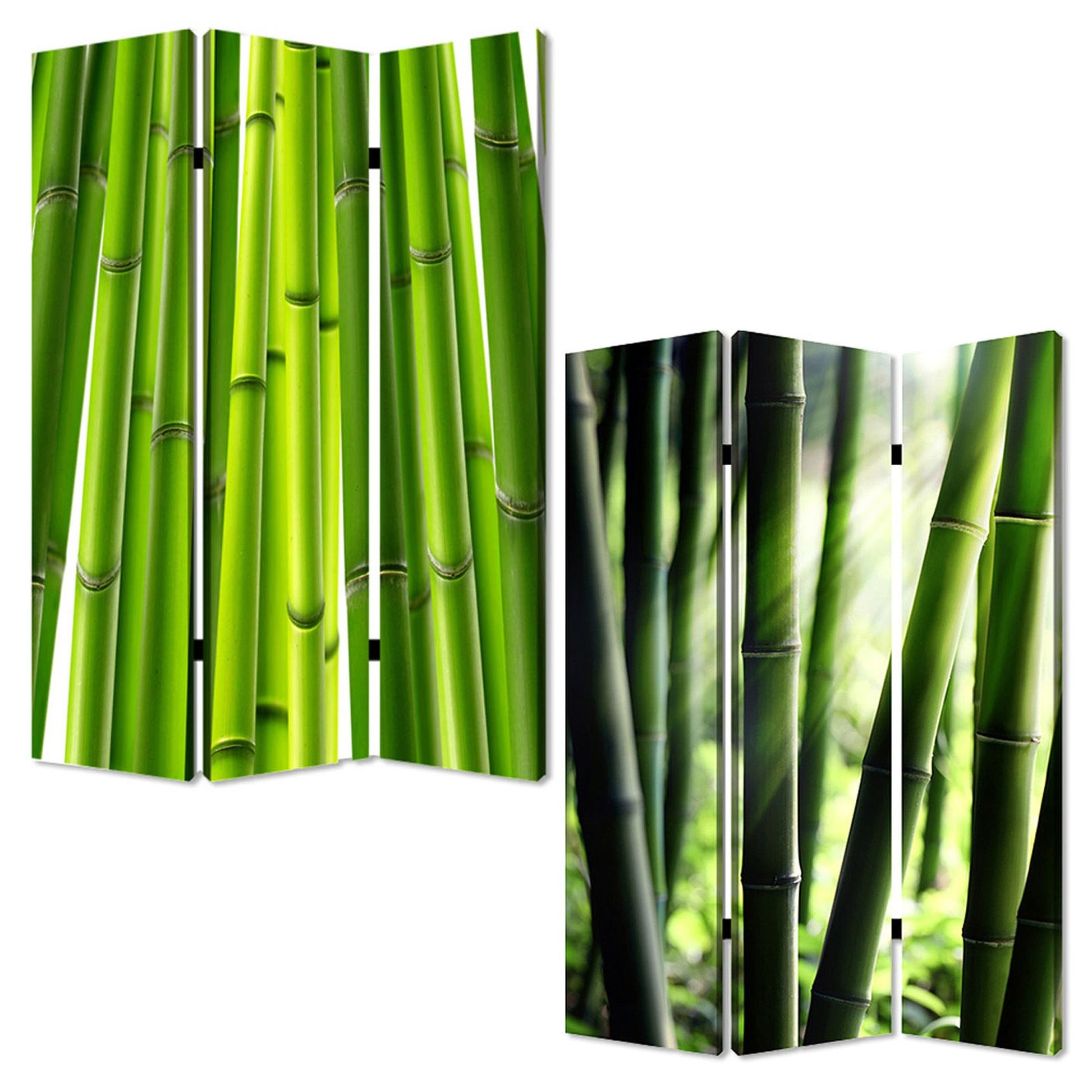 48" X 72" Multi Color Wood Canvas Bamboo Screen-Room Dividers-DECOROLALA