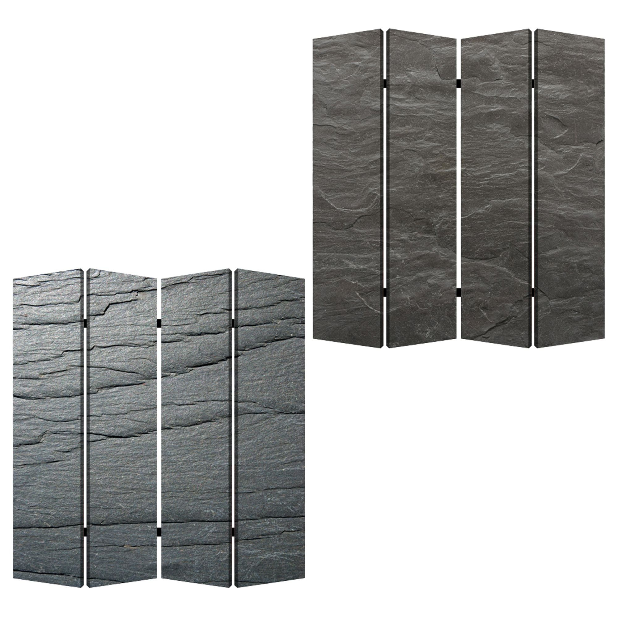 84" X 84" Multi Color Wood Canvas Black Slate Screen-Room Dividers-DECOROLALA