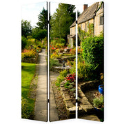 48" X 72" Multi Color Wood Canvas English Garden Screen-Room Dividers-DECOROLALA