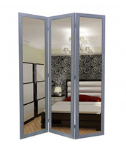 50 X 69 Gray Glass & Wood Mirror Screen-Room Dividers-DECOROLALA