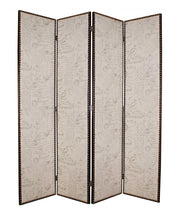80 X 84 Beige Wood & Fabric Screen-Room Dividers-DECOROLALA