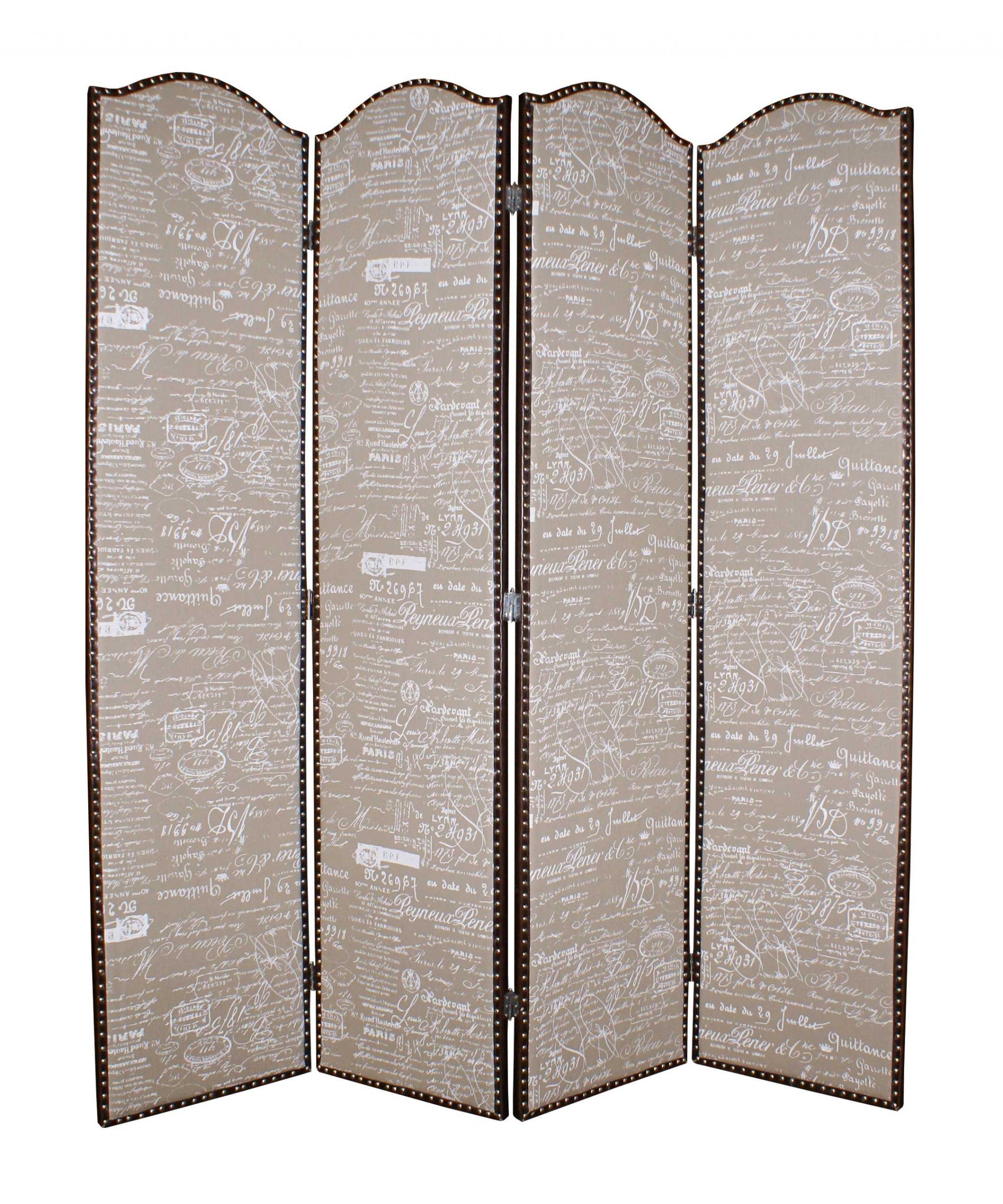 80 X 84 Tan Wood Galore Screen-Room Dividers-DECOROLALA