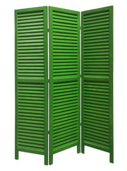 48" X 67" Green Wood Shutter Screen-Room Dividers-DECOROLALA